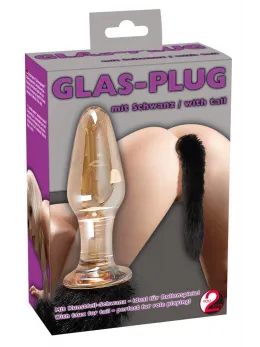 You2Toys Glass Intimate Accessory with Faux Fur Tail, 12 cm, Gold-Transparent