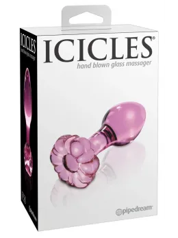Icicles No. 48 стъклен анален разширител с декоративно цвете, 8,9 см