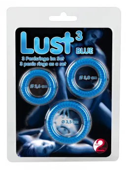 Lust 3 Silicone Intimate Rings Blue Set - 3 Sizes