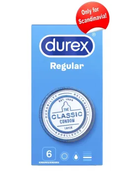 Durex Regular 6-Pack Natural Latex Transparent Condoms 56mm