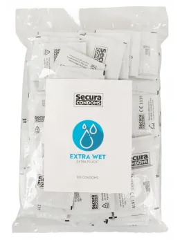 Secura Extra Wet 100pcs Silicone-Coated Transparent Condoms Vegan