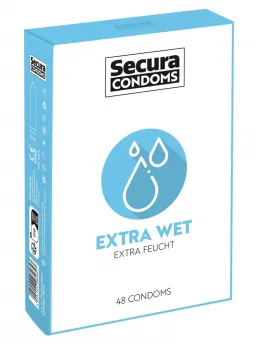 Secura Extra Wet 48pcs Intimate Protection, Enhanced Lubrication, Vegan