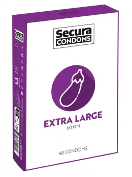 Secura Extra Large Condoms 48pcs - Enhanced Comfort & Size, 60mm Width