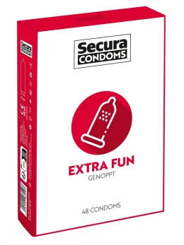Secura Extra Fun 48pcs Textured Vegan Condoms, Ribbed, 52mm