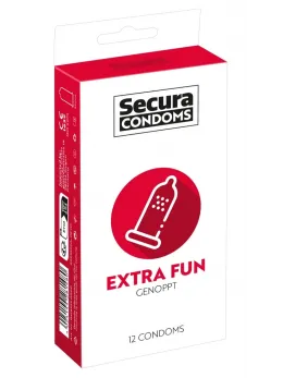 Secura Extra Fun Ribbed Condoms 12 pcs Silicone-Coated Vegan 52mm