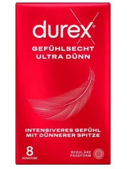 Durex Gefuhlsecht Ultra Condoms 8 pcs - Extra Thin, 52 mm Width