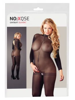 Cottelli Collection Power Net Bodysuit XL-XXL, Lace Collar, Crotchless