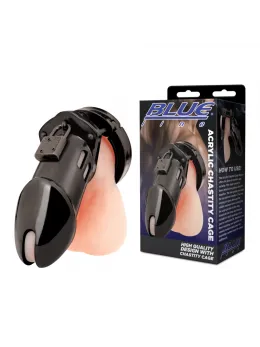 Blueline Acrylic Black See-Thru Male Chastity System with Lock