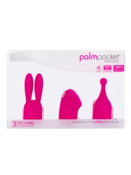 PalmPower Pocket Extended Silicone Attachment Set, 3 Pieces, Pink
