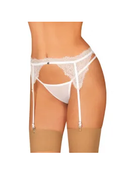Obsessive Bianelle White Lace Garter Belt L/XL - Adjustable Elegant Design