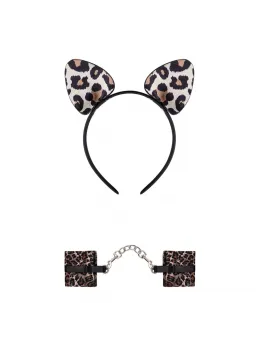 Obsessive Tigerlla Cat Ears & Spotted Handcuffs Set, One Size