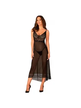 Obsessive Estiqua Black Chemise XS/S - Asymmetrical Lace Nightdress