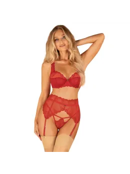 Obsessive Lonesia Garter Belt Red L/XL - Elegant Embroidered Design