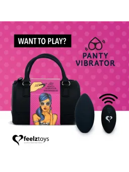FeelzToys Panty Vibe Black - Remote Control Wearable Model, 100% Silicone