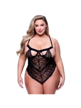 Baci Queen Strappy Lace Bodysuit Black - Plus Size Lingerie
