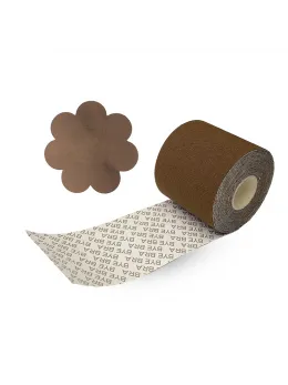 Bye Bra Body Tape 6.5cm x 5m & Satin Covers Brown - Wide, Waterproof, One Size