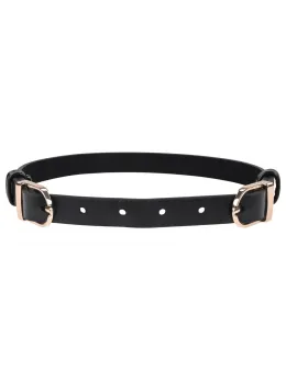 Sportsheets S&M Double Buckle Day Collar Black Adjustable Gold Detail