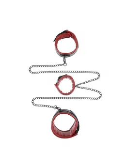 Sportsheets Saffron Chained & Tamed Restraint Set - Adjustable Red-Black