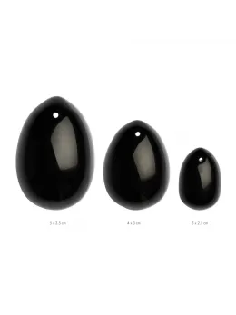 La Gemmes Black Obsidian Yoni Egg Set - Natural Stone, 3 Sizes, Handcrafted
