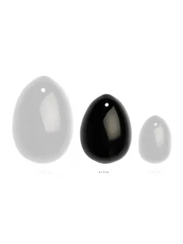 La Gemmes Black Obsidian Stone Egg M - Natural Gemstone Wellness Tool 4x3cm