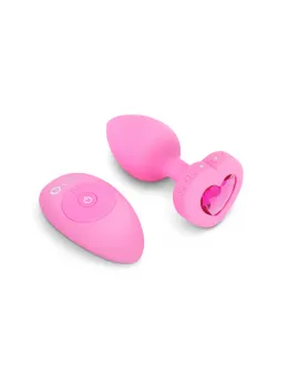 b-Vibe Vibrating Heart Plug S/M Pink - Remote Control, 15 Modes