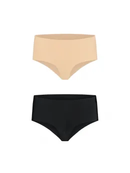 Bye Bra Invisible High Brief XL Double Pack Nude & Black Comfort Fit