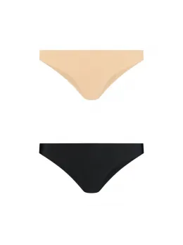 Bye Bra Invisible Brazilian Briefs 2-Pack Nude & Black XXL Seamless