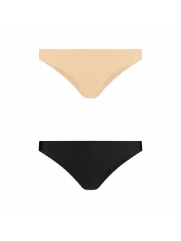 Bye Bra Invisible Brazilian Briefs 2-Pack Nude & Black Size M