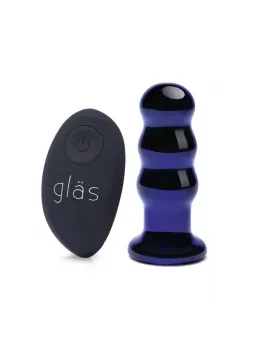 Glas Vibrating Beaded Plug - Glass, Rechargeable, Remote Control, 9 cm