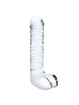 Glas Ribbed Glass Intimate Device 8” - Textured, Transparent, G-Spot Curve