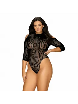 Obsessive B130 Black Teddy XL/XXL - Elegant Zebra Pattern Bodysuit