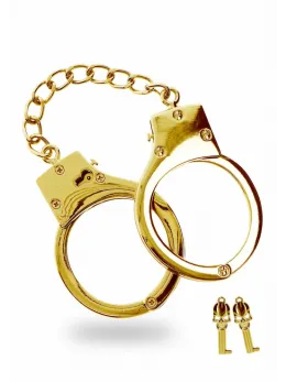Ouch! Gold Plated Adjustable Bondage Handcuffs with Keys & Pouch