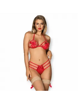 Obsessive Giftella L/XL Lingerie Set Red - Adjustable Bra & Thong