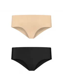 Bye Bra Invisible Panties XL - Nude & Black Seamless 2-Pack Comfort Fit
