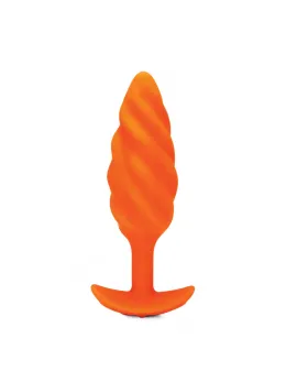 b-Vibe Swirl Texture Plug Orange - Silicone, 6 Modes, 13.5 cm