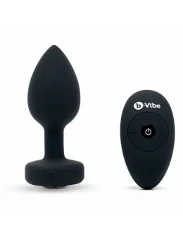 b-Vibe Vibrating Jewel Plug M/L Black Diamond - Silicone, 15 Modes