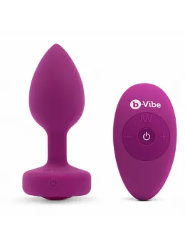 b-Vibe Vibrating Jewel Plug S/M Pink Ruby Silicone, 15 Modes, USB