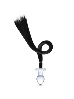Glas Glass Plug with Long Black Horse Tail 7.6 cm