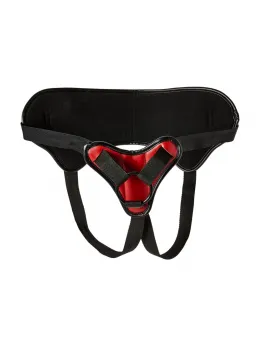 Sportsheets Saffron Strap-On Harness Black & Red Adjustable PU Leather