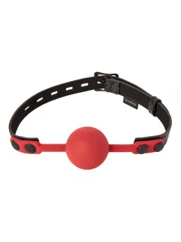 Sportsheets Saffron Adjustable Silicone Ball Gag - Locking Strap, Black/Red