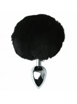 Sportsheets Sincerely Metal Plug Black with Faux Bunny Tail, 14 cm