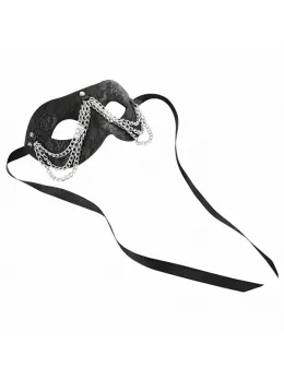 Sportsheets Sincerely Chained Lace Mask - Adjustable Satin Tie, Black