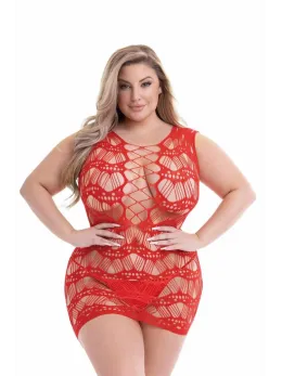 Baci Corset Front Lace Mini Dress Red - Sheer Patterned Design, QS