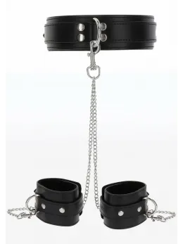 TABOOM Heavy Collar & Wrist Cuffs Set with Velvet Lining, Adjustable Fit