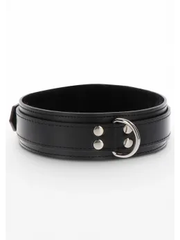 TABOOM Heavy D-Ring Collar Vegan Leather Adjustable Black