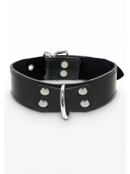 TABOOM Elegant D-Ring Collar Vegan Leather Adjustable Black