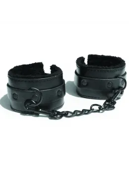 S&M Shadow Vegan Leather Fur-Lined Handcuffs, 23 cm, Black