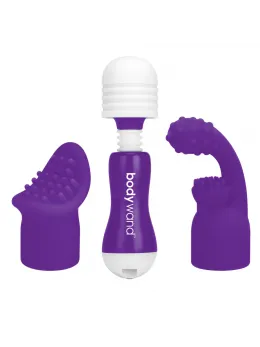 Bodywand Mini Rechargeable Massager Purple 10 Modes with Attachments 13cm