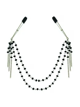 Sportsheets Sincerely Adjustable Black Jeweled Nipple Clips 41.9cm
