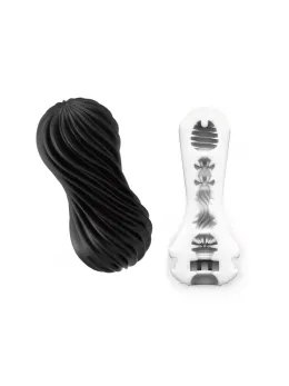 Tenga Flex Rocky Black Intimate Spiral System, Reusable, Firm Texture